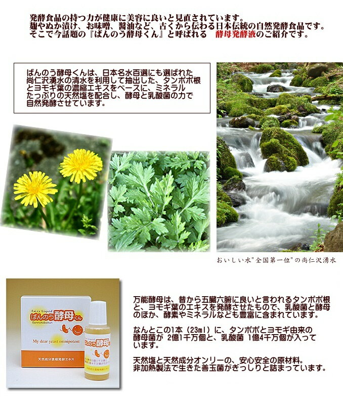 ばんのう酵母くん　6本入り天然成分濃縮醗酵エキス　 タンポポ根とヨモギ葉エキスで天然成分オンリー【宅配便配送】格安通販　バレンタイン　人気　ランキング