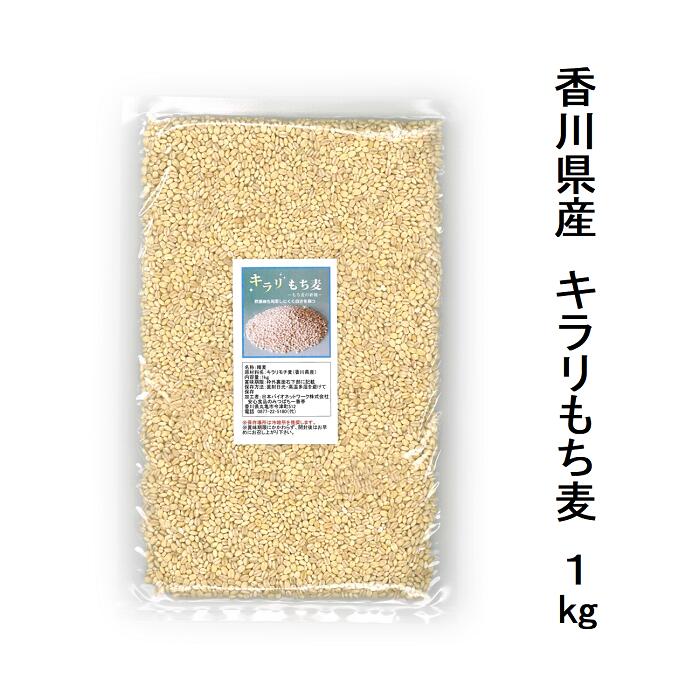 国産もち麦 キラリもち麦 1kg栽培期間中農薬完全不使用で育てられた四国香川県のもち麦水溶性食物繊維