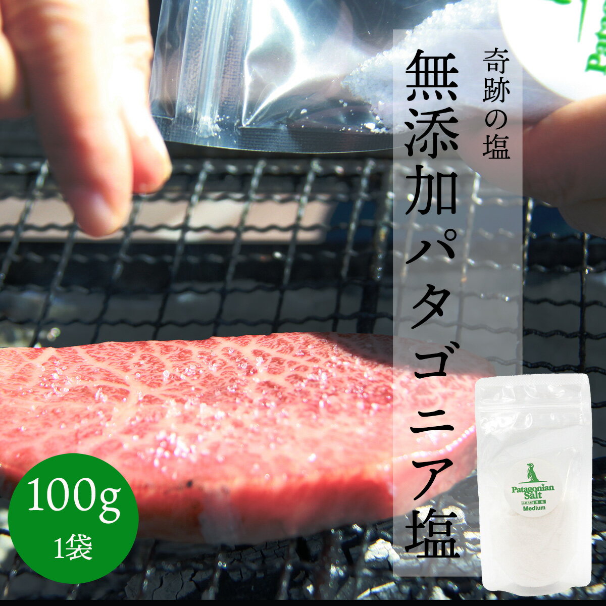 無添加 塩 ピュアソルト 奇跡の 天然塩 ! パタゴニア塩 100g 中粒サイズ しお てんねんしお ぱたごにあしお ぴゅあそると 無添加 みつぼし醤油 三星食品 むてんか 自然 健康 ギフト 特別 内祝い 御歳暮 御中元 焼肉