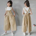 子供服 サロペット キッズ 女の子 パンツ セットアップ ワイドパンツ 2点セット ロング丈 オーバーオール ノースリーブ Tシャツ ボトムス タンクトップ 入学式 春 夏 カジュアル セットアップ 上下セット 丸首 卒業式 結婚式 120 130 140 150 160 普段着