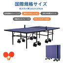 新作登場 卓球台 国際規格サイズ 天板厚16mm 大きなキャスター セパレート式 一人OK 専用ネット付 キャスター付き 移動式 組立式 ラケット付 卓球付 ピ...