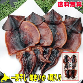 1尾当たりたったの370円！国産 真いか 使用 一夜干し 焼きイカ いか踊り 4杯入り 北海道名産 おつまみ ゲソ 珍味 買い回り お酒のおとも お取り寄せ グルメ ギフト プレゼント 酒の肴 家飲み 2〜3人用