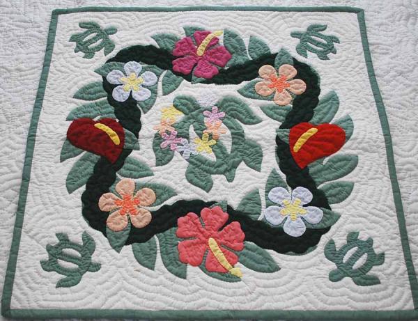 【お買い物マラソン】ハワイアンキルトタペストリー ハワイアンキルト インテリア ハワイ ハワイアン 壁掛け ミウミントアロハ サイズ約60cm×60cm