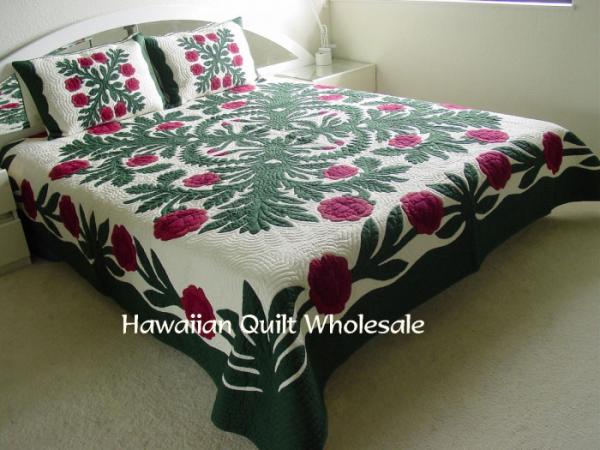 ハワイアンキルト キット しつけ済み ベッドカバー 生地 ベッドスプレッド ハンドメイド 【完成品ではございません】