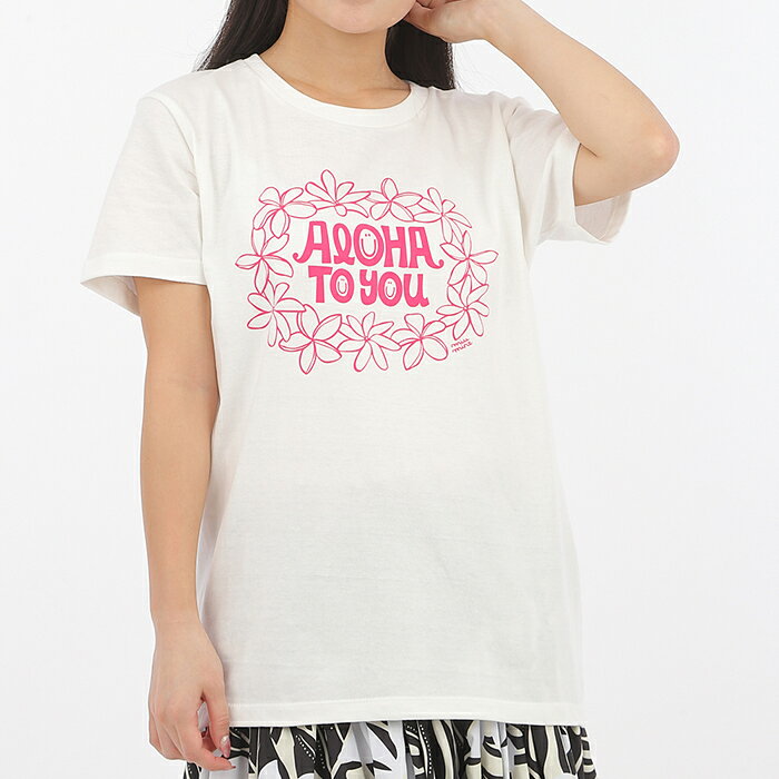 公式ハワイアンキルトのミウミントのTシャツ アロハ ミウミントアロハ シンプルロゴ オリジナルTシャツ 夏 おしゃれに着こなす シンプルデザイン Miu-Mint-AlohaオリジナルTシャツ 【レディース】｜アングル2