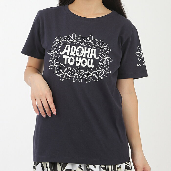 公式ハワイアンキルトのミウミントのTシャツ アロハ ミウミントアロハ シンプルロゴ オリジナルTシャツ 夏 おしゃれに着こなす シンプルデザイン Miu-Mint-AlohaオリジナルTシャツ 【レディース】｜アングル2