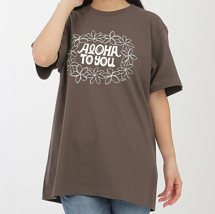 公式ハワイアンキルトのミウミントのTシャツ アロハ ミウミントアロハ シンプルロゴ オリジナルTシャツ 夏 おしゃれに着こなす シンプルデザイン Miu-Mint-AlohaオリジナルTシャツ 【レディース】｜アングル2