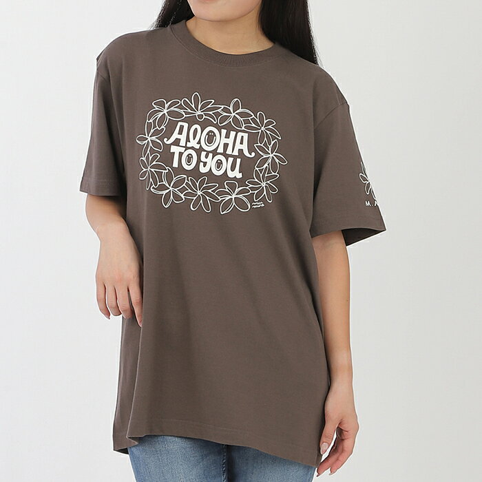 公式ハワイアンキルトのミウミントのTシャツ アロハ ミウミントアロハ シンプルロゴ オリジナルTシャツ 夏 おしゃれに着こなす シンプルデザイン Miu-Mint-AlohaオリジナルTシャツ 【レディース】｜アングル3