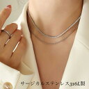 サージカルステンレス ネックレス レディース ステンレス ショートネックレス つけっぱなし 金属アレルギー チョーカー 大人華奢 シンプル 2連ネックレス 短め...