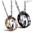 ペアネックレス 大人 カップル シンプル 金属アレルギー 永遠の愛 ジルコニア LOVE 2連 リング ネックレス カップルお揃い メンズ レディース ピンクゴ...