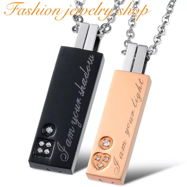 ペアネックレス ステンレス レディース メンズ カップル お揃い 2本セット金属アレルギー 対応 ジルコニア ハートドッグタグ ネックレス ペア ピンクゴールド...