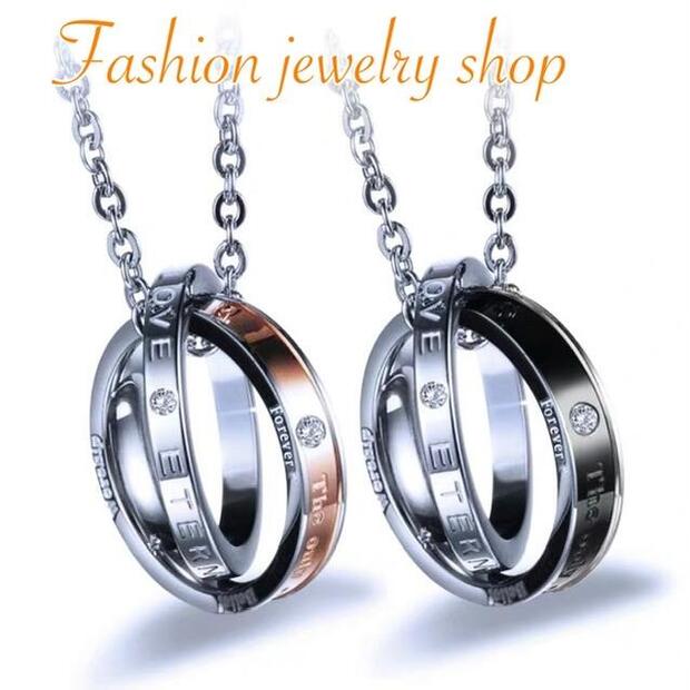 永遠の愛 ペアネックレス 大人 カップル シンプル ステンレス 金属アレルギー サージカルステンレス ネックレス メンズ レディース ジルコニア ダブルリング ...