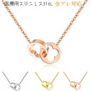 ネックレス レディース サージカル ステンレス チョーカー ス ダブルリング ネックレス 金属アレルギー対応 18kgp ピンクゴールド ゴールド シルバー 錆...