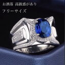 大粒 豪華 シルバー 指輪 リング メンズ 金属アレルギー対応 サイズフリー s925 銀 CZダイヤ(キュービック・ジルコニア)高級感満載 男性 開口 サイズ...