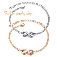 金属アレルギー 対応 ペアブレスレット ダブルチェーンブレスレット アンクレット兼用 18K ピンクゴールド シルバー ステンレス 鍍金 シンプル 2連チェーンアンクレット 8 数字 カジュアル かわいい おしゃれ ご褒美 誕生日プレゼント 母の日