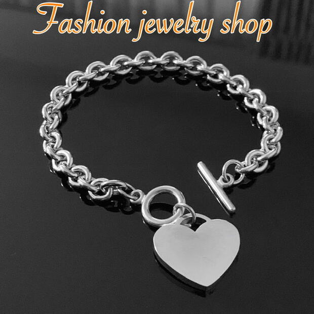 サージカルステンレスブレスレット ハート ブレスレット 男女兼用 ハートチャームブレスレット チェーン ハート 金属アレルギー 安心 サージカルステンレスブレス...