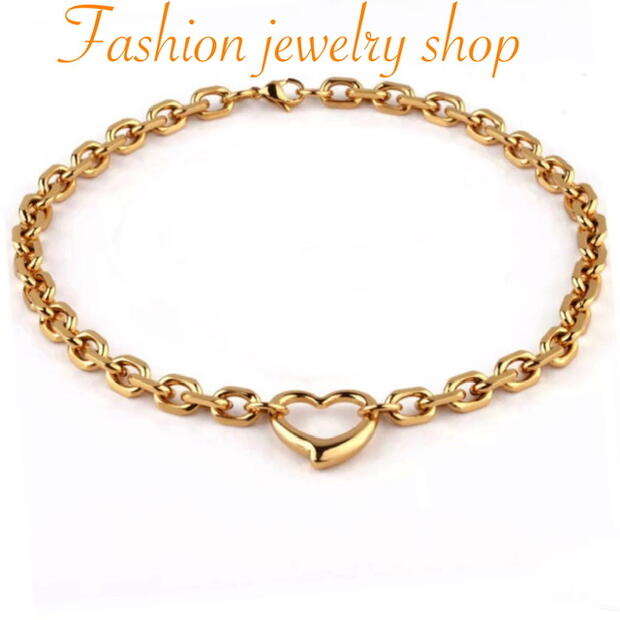 サージカルステンレス チョーカー レディース メンズ 大人 金属アレルギー ハートネックレス オープン ハート k18 ゴールド 18金メッキ 316l 金アレ...