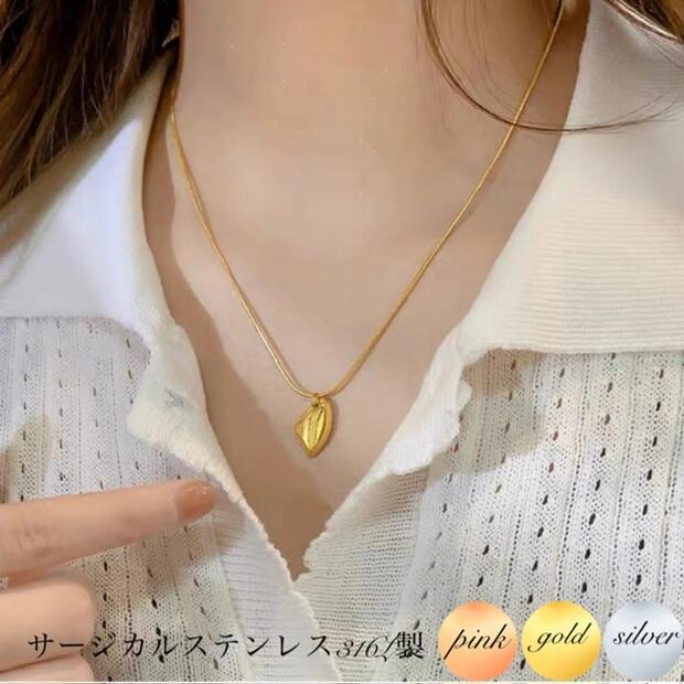 サージカルステンレス ネックレス シンプル 金属アレルギー対応 レディース 大人 石モチーフ スネークチェーン つけっぱなし 錆びない 18金メッキ 18Kgp...