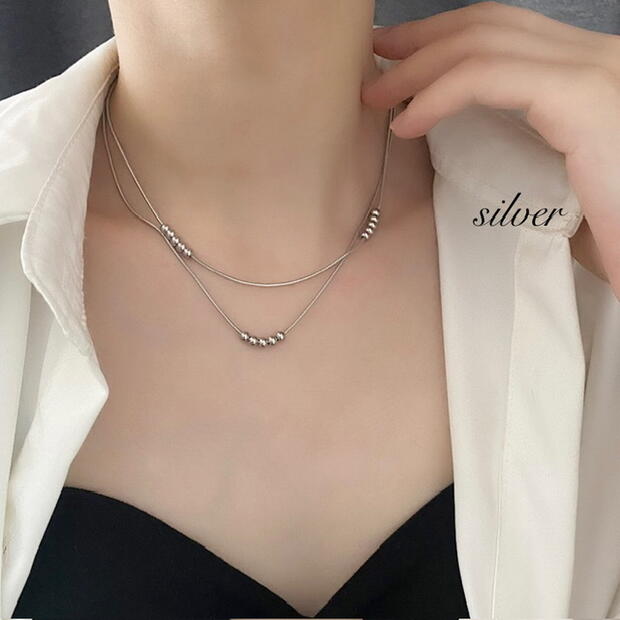 すぐ届く 4℃ シルバー 2連ネックレス チョーカー ギフトにも◎ 楽天市場】2連 ネックレス(カラーシルバー)(チョーカー