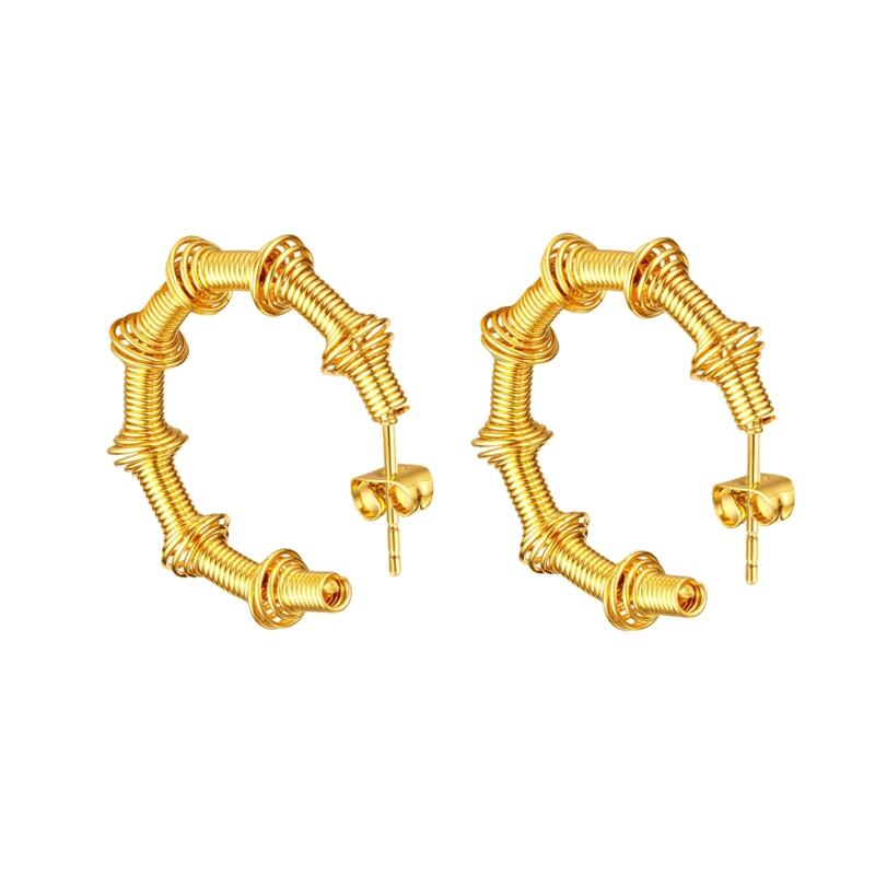 Pink - サージカルステンレス ピアス つけっぱなし 錆びない 金属アレルギー対応 フープピアス 両耳用 レディース シンプル 金属アレルギー k18 金メッキ ゴールド 30mm x 31mm 独特な竹節風のテクスチャー モダンでスタイリッシュなデザイン カジュアル かわいい おしゃれ