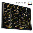 建設業の許可票 パワーブラック 送料無料 選べる4書体 4枠 撥水加工 錆びない 看板 法定サイズクリア ヘアライン仕様 金看板 540mm×380mm おしゃれ 額縁