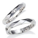 プラチナ結婚指輪が2本でこの価格!プラチナ900 美しく輝く ダイヤモンド &カットラインが人気の 結婚指輪 マリッジリング ペア価格! 1年以内1回サイズ直し...