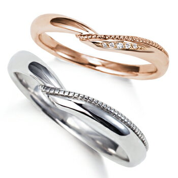 2本でこの価格 期間限定 特別価格結婚指輪 マリッジ リング プラチナ900 &K18ピンクゴールド クラシカルVライン ダイヤモンドペアリング 1年以内 サイズ 直し 1回無料対応付 送料無料