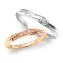 本格造りの結婚指輪が今だけ予算10万円以内で手に入る!プラチナ & ピンクゴールド ダイヤモンド シャープライン 結婚指輪 マリッジリング ペア価格!1年以内1...