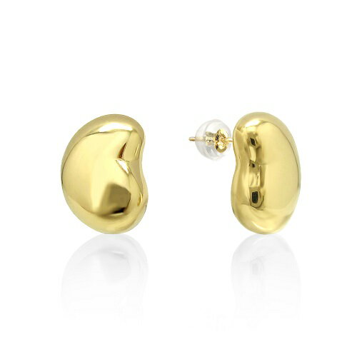 K18 イエローゴールド シンプル 大きな金の そら豆 が実りました モチーフ スタッドピアス 美輪宝石 ミワホウセキ miwahouseki 送料無料 耳にそら豆 なんとなく金運アップしそう！