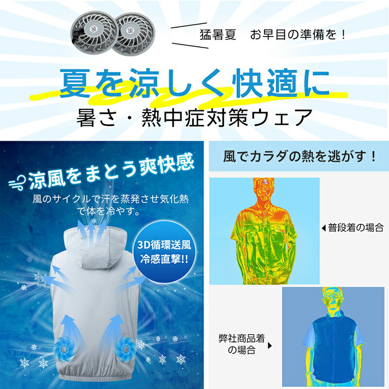 2022進化版&新色登場 空調ウェア 空調服 空調作業服 ベスト 冷却服 空冷ウェア 空調作業着 空調扇風服 冷却ベスト ファン付き作業着 夏用作業服 軽量 薄型 涼感 通気 猛暑対策 体温調整 大風量 夏 熱中症対策 UVカット 屋外 農業 釣り ゴルフ 登山 男女兼用