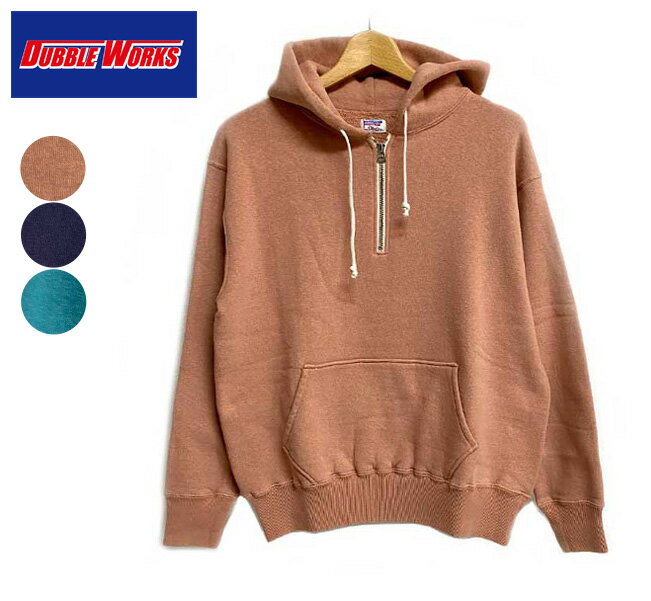 DUBBLEWORKS　ダブルワークス　LOOP WHEEL HALF ZIPPED SWEAT HOODIE ハーフジップ スウェット フーディ