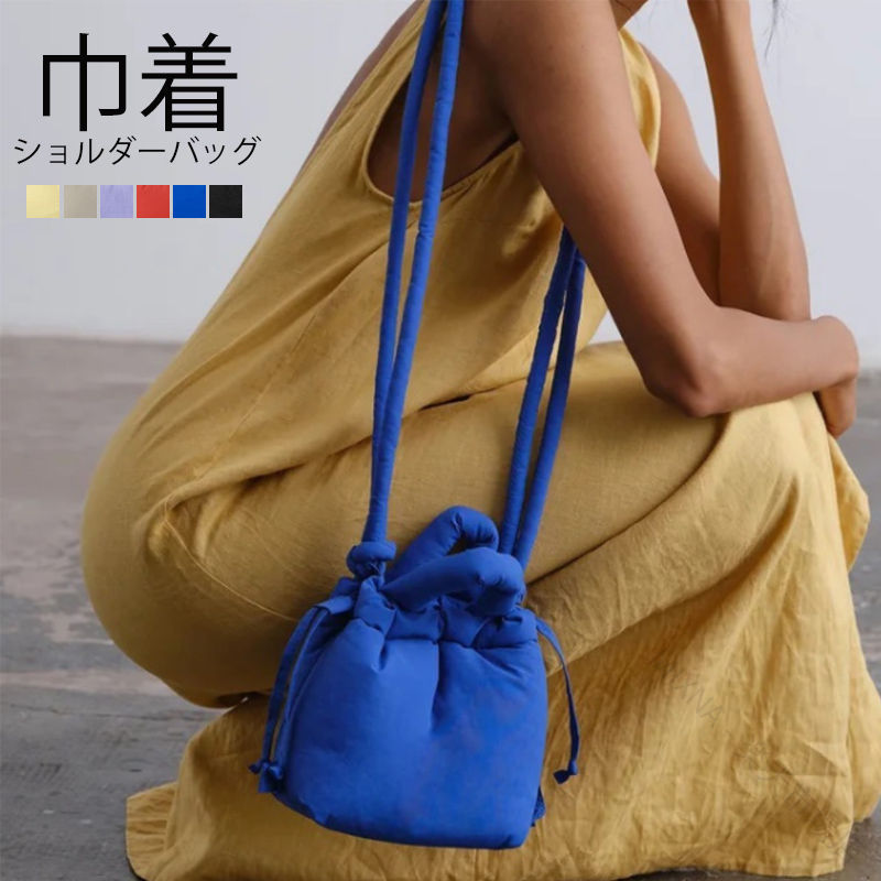 乐天商城 - ショルダーバッグ レディース 斜め掛け トートバッグ 小さめ 巾着バッグ ハンドバッグ バケツ型 手提げ ポシェット 収納 マチ広 巾着 バッグ 2WAY おしゃれ かわいい ソフトバッグ パフバ