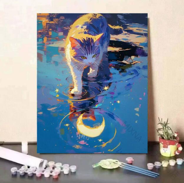 油絵 絵画 油絵 セット 油絵風 DIY絵 キャンバス 油絵の具 風景画 猫 数字 塗り絵 大人の 塗り絵 塗り絵 キット セット 美術品 壁掛け 壁デコ 壁装飾 名画 壁飾り インテリア 手作り 初心者