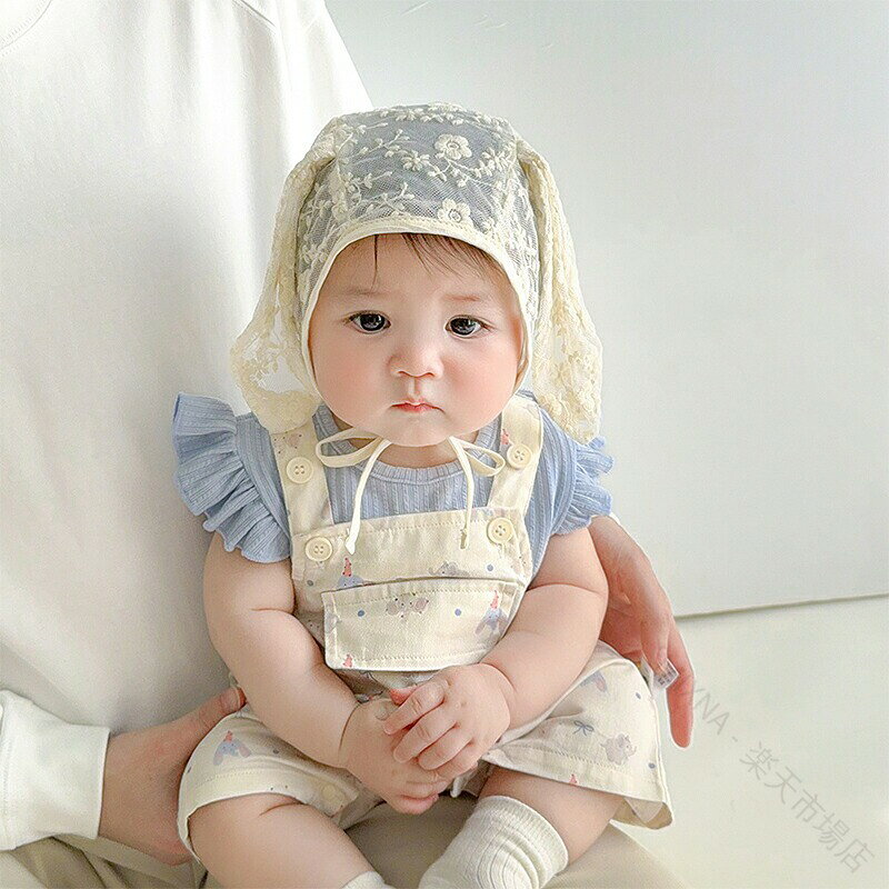ベビー 新生児 ボンネット 帽子 キャップ ハット メッシュ 薄手 通気 折り畳み 紫外線対策 ナチュラル シンプル お洒落 可愛い うさ耳 刺繍 花柄 夏 春 退院着 セレモニー 通園 海遊び ア