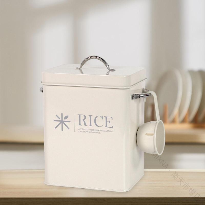 金属製米保存容器 蓋付きライスキャニスター スクープ缶付きポットキャニスター キャンプ ピクニック用密閉食品保存容器 米びつ ライスストッカー 保存缶 食品容器 密閉容器 計量スコ mixna-10056930 MIXNA - 楽天市場店 サンプル画像2