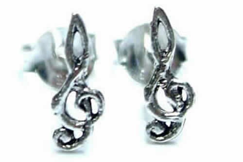 ワイヤート音記号スタッドピアス/1ペア 音符 音楽 ミュージック 20G 20ゲージ 両耳 シルバー925 スターリングシルバー シルバーピアス キャッチピアス メンズ レディース 高級 オリジナル 耳たぶ 軟骨