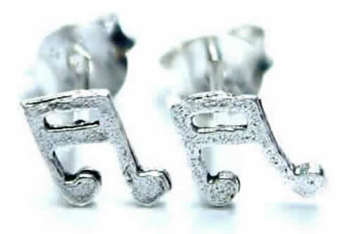 音符スタッドピアス/1ペア ミュージック 音楽 楽譜 リズムピアス 20G 20ゲージ 両耳 シルバー925 スタ..