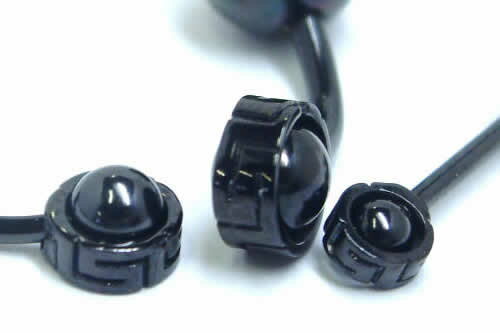 ボディピアスデコパーツ（ブラックエターナル） サージカルステンレス 14G用 16G用 18G用 ネジボール用カスタムパーツ 黒色 デコレーション ボディピアス キャッチ用パーツ バーベル用 サーキュラー用 ラブレット用 バナナバーベル用