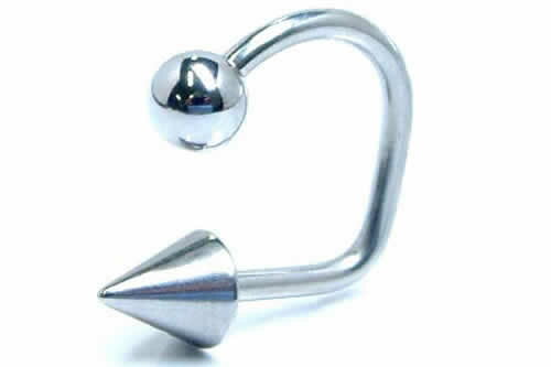 [16G コの字型] リップフープバーベル（ボールxコーン） 16ゲージ ボディピアス サージカルステンレス316L メンズ レディース 口ピアス くち クチ リップ くちびる ユニーク 個性的 クチピアス サーキュラー 変形 リップループ ネジタイプ 唇ピアス リング型 ボディーピアス