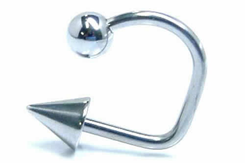 [16G コの字型] リップフープバーベル（ボールxコーン） 16ゲージ ボディピアス サージカルステンレス316L メンズ レディース 口ピアス くち クチ リップ くちびる ユニーク 個性的 クチピアス サーキュラー 変形 リップループ ネジタイプ 唇ピアス リング型 ボディーピアス