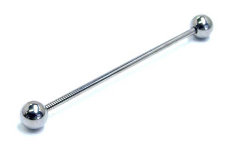 [G23 16G 長い インダストリアル用 ボディピアス] チタンストレートバーベル 16ゲージ ボディーピアス ニッケルフリー メガバーベル メンズ レディース ロングバーベル 軟骨 ピアス つなぐ プレーン 定番 ネジボール シンプル 人気 男性 女性 玉 外ネジ 1.2mm 1.2ミリ