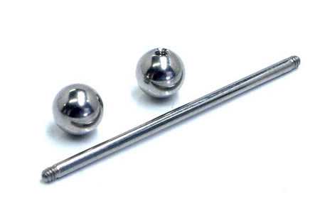 [G23 16G 長い インダストリアル用 ボディピアス] チタンストレートバーベル 16ゲージ ボディーピアス ニッケルフリー メガバーベル メンズ レディース ロングバーベル 軟骨 ピアス つなぐ プレーン 定番 ネジボール シンプル 人気 男性 女性 玉 外ネジ 1.2mm 1.2ミリ