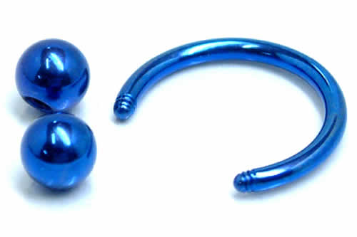 [ 14G チタングレード23 青色 リング型 ネジタイプ ] ブルーチタンサーキュラーバーベル ボールパーツ 14ゲージ 14Ga ボディピアス 軟骨 ヘリックス チタン チタン合金 ファーストピアス ニッケルフリー 耳 軟骨 ヘリックス トラガス スクランパー フープ型 セプタム 鼻