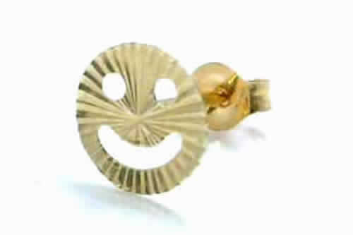 [22G K14スタッドピアス] 14金クスマイルくんピアス 1個販売 にこちゃん スマイル君 おもしろい 面白い ユニーク 14K キャッチピアス 本物の金 22ゲージ メンズ レディース 高級 プレゼント 耳 軟骨 ゴールドピアス イエローゴールド 片耳 ギフト