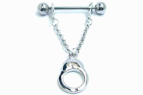 [ 14G ニップル ヘリックス ] 手錠 ストレートバーベル チャーム 14ゲージ 軟骨 乳首 胸 耳 ボディピアス メンズ レディース サージカルステンレス316L 揺れる ボディーピアス シールド おもしろい 面白い オモシロ SM ハンドカフ プレゼント 彼氏 彼女 ボンテージ 女王様