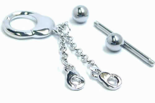 [ 14G ニップル ヘリックス ] 手錠 ストレートバーベル チャーム 14ゲージ 軟骨 乳首 胸 耳 ボディピアス メンズ レディース サージカルステンレス316L 揺れる ボディーピアス シールド おもしろい 面白い オモシロ SM ハンドカフ プレゼント 彼氏 彼女 ボンテージ 女王様