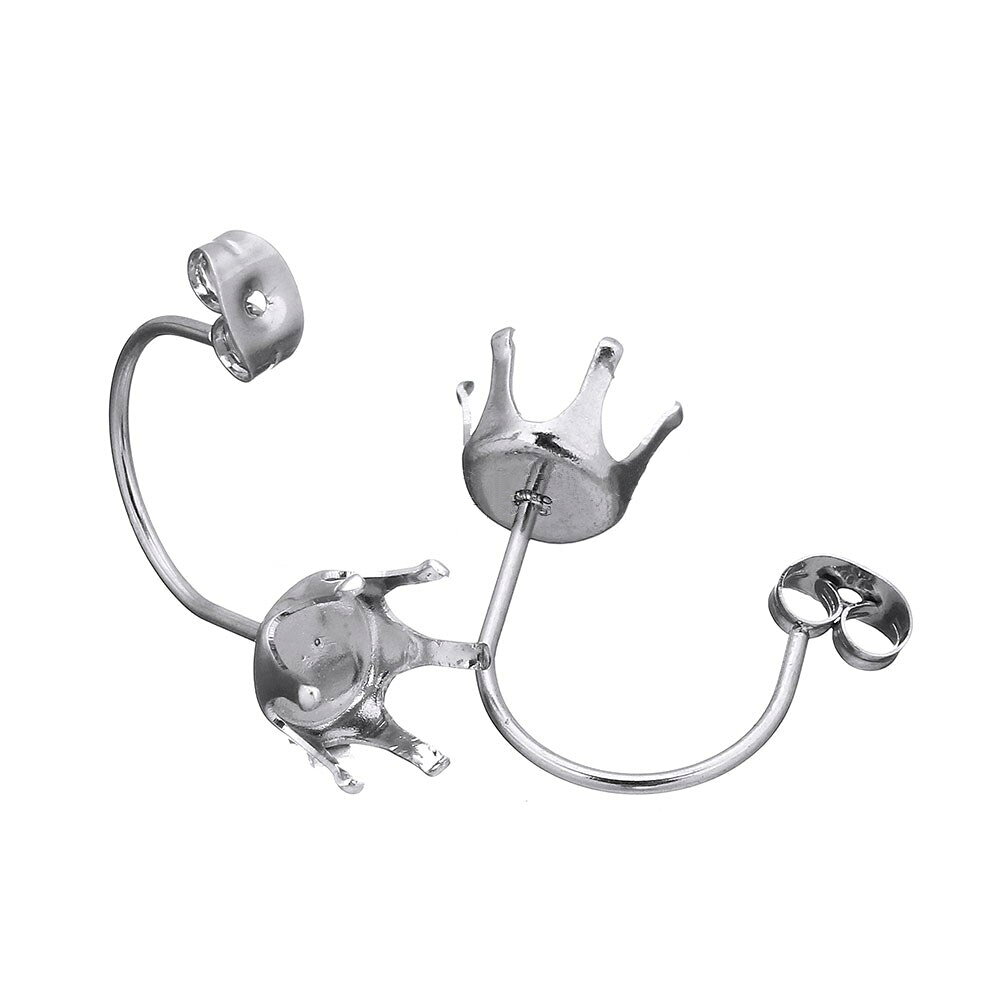 ピアス専門ショップGreen Piercingの8mmジュエル用 立爪台座 ステンレスバックキャッチ（留具）/1個販売 ステンレスピアス 6本爪 ツメ ジャケットピアス DIY用 20G用 20ゲージ用 スタッドピアス用 キャッチピアス用 ハンドメイド ジルコニア 石 クリスタル 止め具 立て爪 たて爪 部品 クラフト ストーン ルース｜アングル2