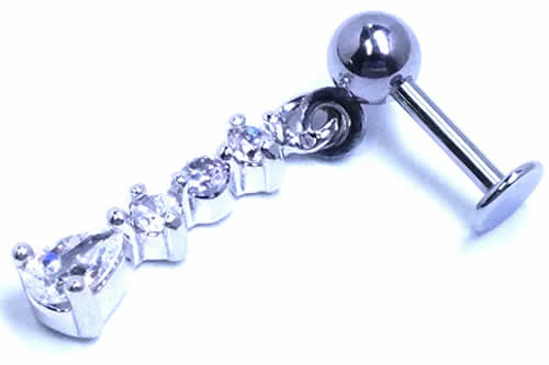 [ 16G 軟膏 揺れる ボディピアス ] プリシアヘリックスラブレット 16ゲージ 16Ga サージカルステンレス316L ボディーピアス 軟骨 ヘリックス トラガス アンテナ リップ メンズ レディース チャーム ラインストーン ジルコニア 高級 平ら フラット クリスタル ドロップ 涙型