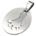 フットスタンプペンダントトップ ステンレスペンダント サージカルステンレス316L ネックレス トップ ステンレスパーツ チョーカー メンズ レディース アクセ...