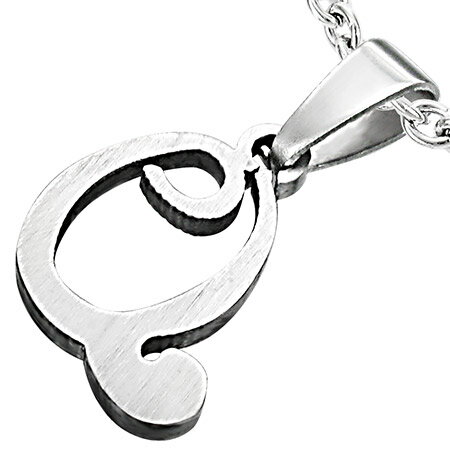 イニシャルQステンレスペンダント おもしろ 英語 アルファベット サージカルステンレス316L ネックレス トップ ステンレスパーツ チョーカー メンズ レディ...